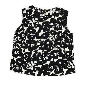Katherine Barclay Women's Sleeveless Career Blouse Top Floral Black White‎ Small
